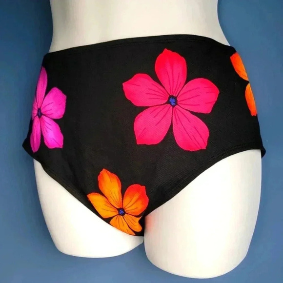 Longitude Swimwear Floral Black Women's Bikini Swim Bottom New! Size 22W - Picture 2 of 5